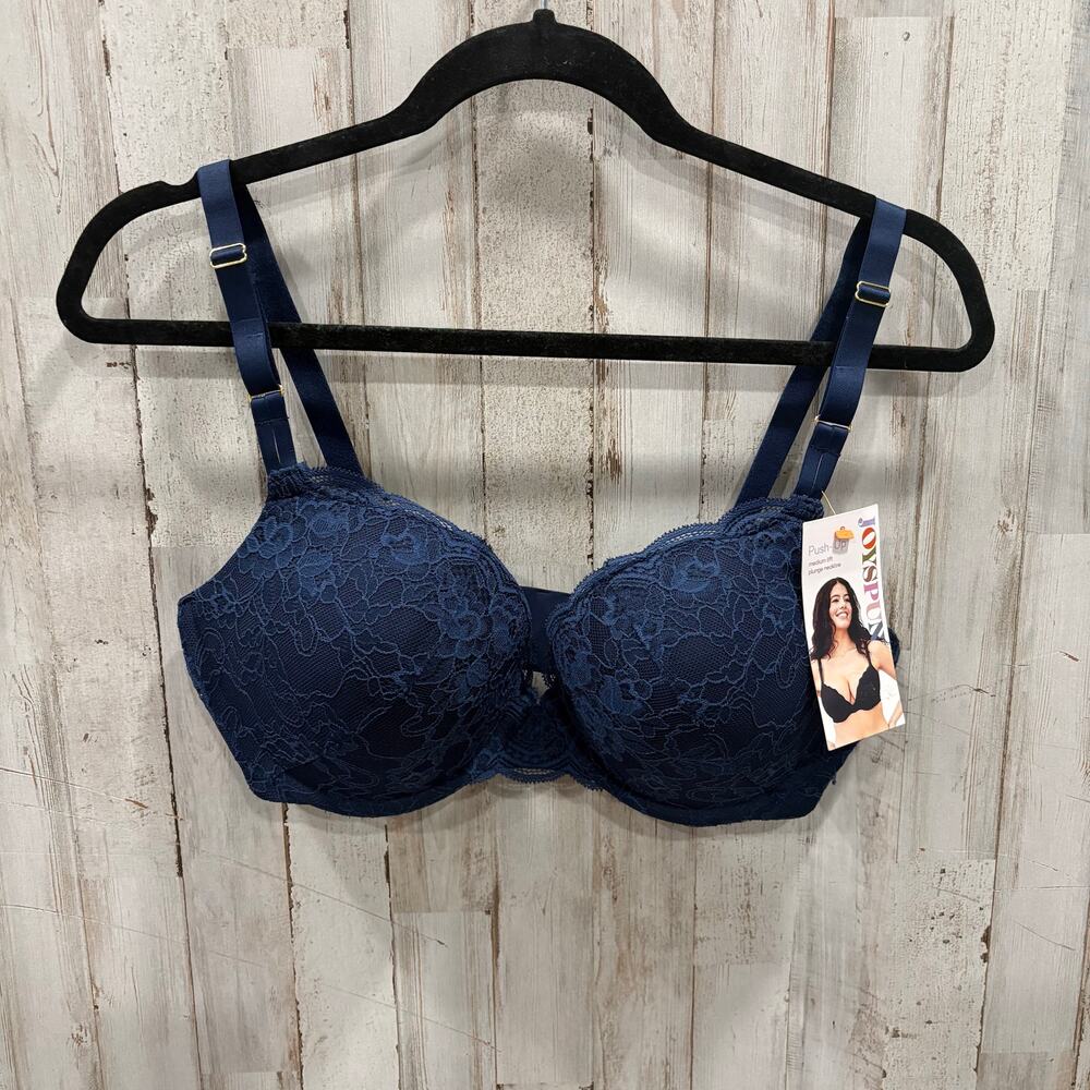 New Joyspun Blue Lace Push Up Medium Left Plunge Bra Womens 36D